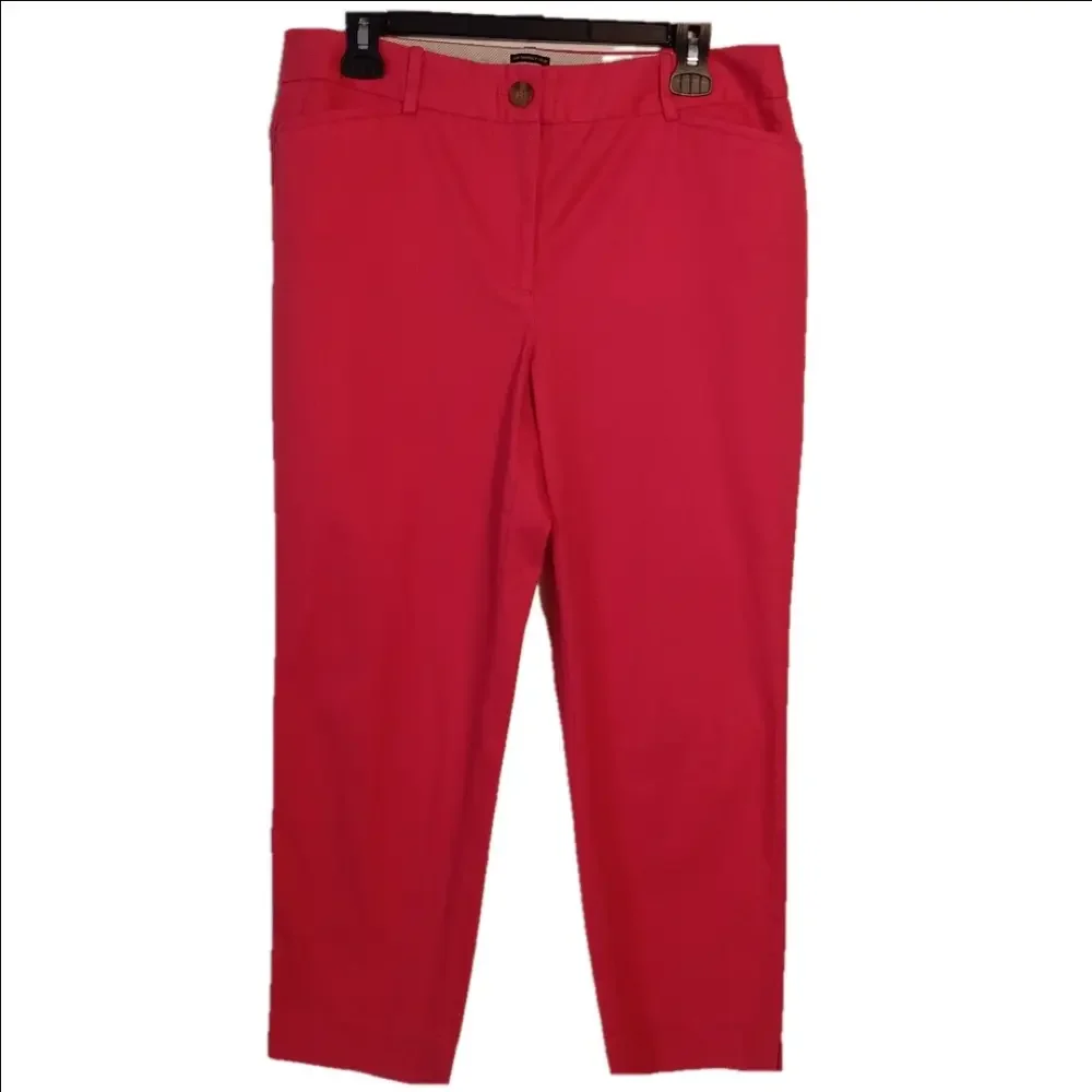Talbots The Perfect Crop Pants Women's Size 8 Bright Pink Style ID245 Stretch - Picture 1 of 9
